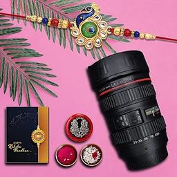 DeoDap Mens Rakshabandhan Multicolor Gold Plated Rakhi (K1_601_M720) Rakhi With Coffee Mug Flask, Pooja Material, Pooja Coin & Greeting-picture-19