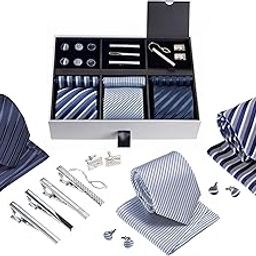Premium Men’s Gift Tie Set Silky Necktie Pocket Squares Tie Clips Cufflinks For Men-image-36