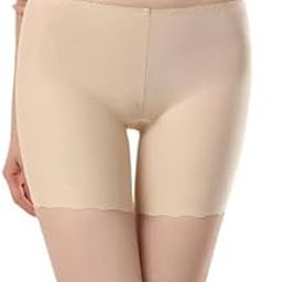 Women's Cotton Seamless Cycling Shorts/Under Skirt Shorts Panties,Black Beige (Pack of 1 White)-image-43