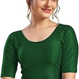 Ethnic Designer Blouse for Women - Cotton Lycra, Stretchable, Readymade - Stylish Round Neck Blouse for Saree, Choli, and Lehenga - Pull On Design-image-2