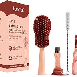 tütots 4 in 1 Silicone Bottle Cleaner Brush Set - Includes Nipple Straw, Lid & Bottle Brush - Efficient Baby Bottle Cleaning with Thick Bristles - Compact Baby Bottle Brush Set for Minimal Space-image-51
