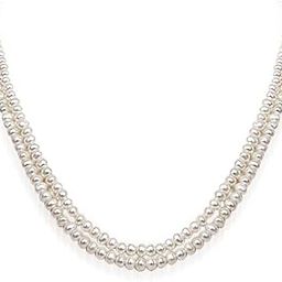 2 Line Real Freshwater Pearl Necklace for Women (SP264)-15