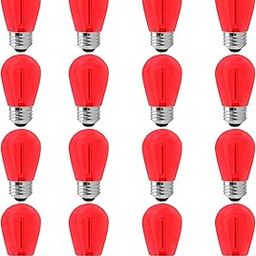 Lxcom Lighting S14 Red Christmas Replacement Bulb 1W Vintage LED Edison Bulbs E26 Midbase Decorative Vintage Filament String Lights for Patio Outdoor Bulbs, 16 Pack (Red)-6