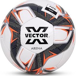 Vector X Arena Soft Shiny PU Hand Stitched FIFA Basic Approved Indoor/Outdoor Water-Resistant Football with Latex Bladder, White-Black-Orange, Size 5, Suitable for Match and Training Adults 15+ Years-image-60