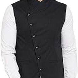 Black Color Cotton Men's Waistcoat(HYPM03193)-image-4