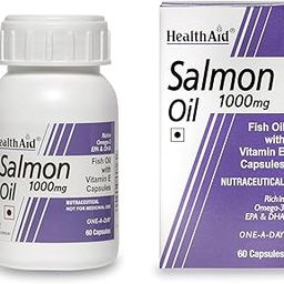HealthAid Salmon Oil 1000mg – Concentrated Salmon Fish Oil Supplement with Vitamin E, Omega - 3, EPA & DHA for cholesterol management | pack of 60 capsules |-image-16