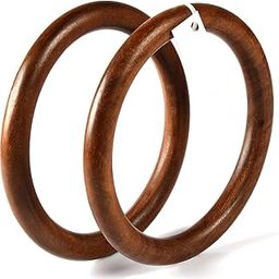 Wooden Rings for Crafts, Hand Made and Polished, Set of 2, Natural Wood in 2 colors wood white .wood brown 5 inch ring (brown wood)-image-61