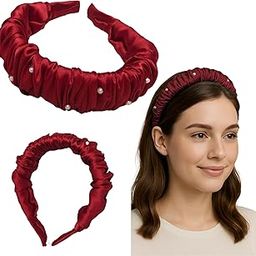 Satin Silk Scrunchies Hair Band For Girls Comfortable & Soft Hand Made Headband Beautiful Cute Fashion Accessories For Parties Function & Birthday Gifts, Pack Of 1Pcs (Maroon)-image-97
