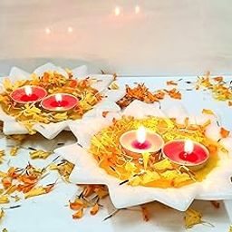 Shagun Creations RS Crafts India Marble Lotus Bowl, Lotus Plate, Lotus for Home Decor Set of 2 (6 Inch, Polished) Decorative Showpiece Half Plate (Marble, White)-3