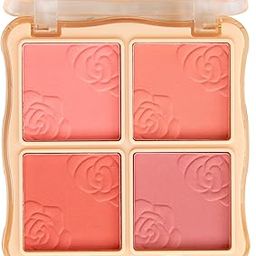 CS Chik cheek 4 color matte blusher palette, face fantasy 4 blush palette, travel-friendly pocket blusher (SHADE 01)-image-1