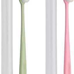 POLMI (Pack of 4) Toothbrush for Sensitive Gums, Micro Fur Manual Toothbrush with 20000 Soft Floss Bristle for Men, Women, Elderly, Braces and Gum Recessions, Protect Fragile Gums (Green & Pink)-image-25