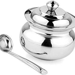 KC Stainless Steel Ghee Pot/Jar With Spoon- 300Ml, 1 Piece, Silver-23