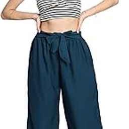 Aniyank Petrol Blue Plain Palazzo with Pocket and Atteched Belt for Girls/Women-image-96