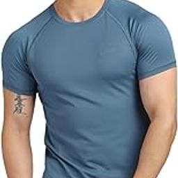 FUAARK Sculpt Round Neck Half Sleeves Slim Fit Active Wear Sports and Gym Tshirt for Men-image-52