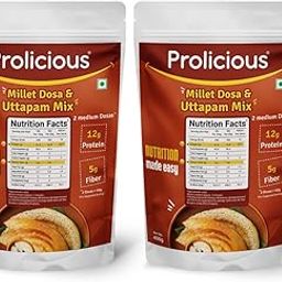 Prolicious 2X Protein Millet Dosa & Uttapam Mix| High Protein & High Fiber Breakfast | Plant based Protein | Just add water | 800 grams (400grams each, Pack of 2)-picture-27