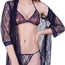 Women's Solid Net Above Knee Length Babydoll Dress (Free Size) (Nightwear Set Pack of 3)-picture-9