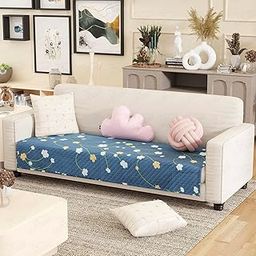 Lukzer Waterproof Quilted Fabric Sofa Cover Mat - 180CM Blossom Trail Pattern, Soft & Thick 350 GSM Printed Polyester Couch Protector | Universal Sofa Seat Runner for Home & Office (SC-189-04)-image-4