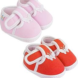 12 To 18 Months Baby Boys & Girls Pack of 2 Pair Cotton Butterfly Hook & Loop Baby Booties-image-14
