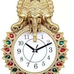 Kadio Analog 33 cm X 24 cm Wall Clock (Gold, with Glass, Standard)-image-50