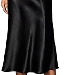 Satin Midi Skirt, A-Line Silhouette, High Waist-image-2