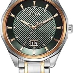 Titan Regalia Opulent Quartz Analog with Date Green Dial with Two Toned Stainless Steel Strap Watch for Men-1829KM06-picture-19