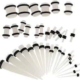 36pcs Ear Gauges Stretching Kit Acrylic Plug 14G-00G Expander Luminous White-image-49