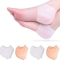 RooRuns Heel Protectors Silicone, 4 Pairs Gel Heel Pads Cushion For Blister Prevention Achilles Tendinitis, Heal Dry Cracked Heels Plantar Fasciitis Inserts, Breathable Heel Cups For Heel Pain-image-24