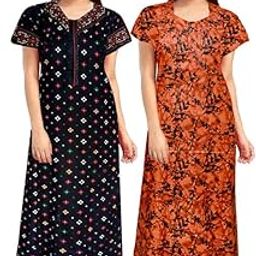 Women Casual Wear Printed Cotton Multicolor Free Size Nighty/Night Gown_Combo_12-image-71