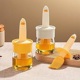 Kettlekane 200ml Glass Olive Oil Dispenser Bottle with Silicone Brush for Cooking Vinegar Sauce BBQ Grill Frying Baking, Air Fryer (Pack of 1) (Multi Color)-11