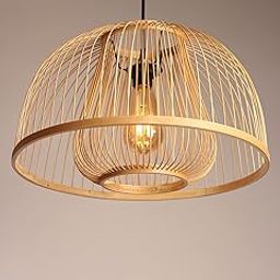 Habere India-All the Cultures Fabricating India Bamboo Lamps | Bamboo Pendant Lamp | Boho Lampshade | Cane Lampshade | Luxury Rattan Lamps | Bamboo Hanging Lampshade (Diameter 40 CM, Height 25 CM)-image-50