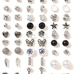 30 Pairs Earrings Combo Set Latest Stylish Crystal Pearl Earrings for Women and Girls (14855er) Valentine Gift for Girlfriend-49