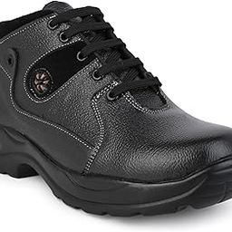 Men’s High-Top Work Boots | Black Leather Safety Shoes | Durable Rubber Sole | Lace-Up Ankle Design-image-97