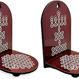 RK Enterprises Diya Wooden Stand | Traditional Brown Sikku Kolam Diya Stand | Diya Set for Pooja Decoration | Items for Home Decor Mandir and Temple Decor | Pack of 2-image-18