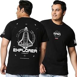 Official NASA Merchandise Men's 100% Cotton Graphic Print Oversized Fit Round Neck Plus Size T-Shirt-image-43