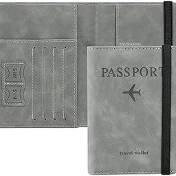 Passport Holder Cover Travel Wallet Organiser, Passport Case with RFID Blocking, PU Leather Travel Document Holder for Men & Women Travel Accessories (Grey)-image-54