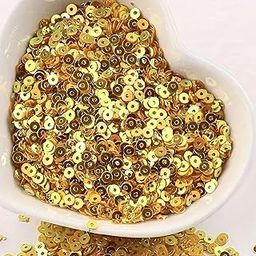 INDIKONB Sequins Round Shape 4mm | Sitara Sequins with Holes for Embroidery, Crafts & Scrapbooking | Decorative Sequins for Embroidery Work, Craft Projects, DIY Scrapbooking & Accessories | Pack of 100 gms (3000 pcs) (Golden)-picture-19
