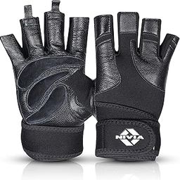 Nivia Rhino Sports Gloves Grained sued Leather with Long Fingers/Weight Lifting, Workout & Gym Hand Glove (Black) Medium-image-18