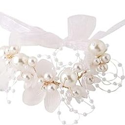 Bracelet for women and Girls Pink white Floral Bracelets for Women Bridal Wedding Bracelet Fabric Wrist Band Pink Pearl Hand Bracelet For Women and Girls-image-45