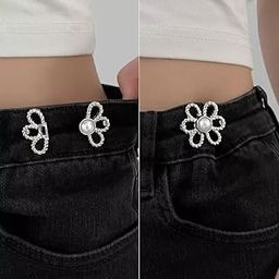 XELYTON Pant Waist Tightener, Adjustable Waist Button Set, Extra Button for Jeans to Make Tighter, Instant Jeans Button Pins for Pants Jeans Skirts (Silver, Pack of 2)-21