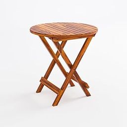FLIP WOOD Wooden Foldable Coffee Table | Round Folding Tea Table for Living Room, Patio & Outdoor | Portable End Table for Picnic, Balcony & Garden (Natural Finish)-image-71
