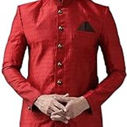 Men's Beige Silk Blend Sherwani Only Top-image-15