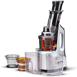 AGARO Imperial Slow Juicer, Professional Cold Press Whole Slow Juicer, 240 Watts Power Motor, 3 Strainers, All-in-1 Fruit & Vegetable Juicer, Grey/Black-3