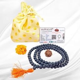 Rudratva 100% Natural Unpolished Karungali Malai | Original 8mm Ebony Wood Mala (108+1 Beads) | With Nepali 5 Mukhi Rudraksha Bead & 2 Lab Certification | கருங்காலி மாலை - For Pooja, Jaap & Protection |-image-96