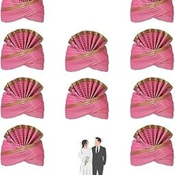 Pagdi/Turban for Barati & Guest to celebrate Wedding/other function for Men & Women (Free Size) II Pack of 10 II,Pink.-image-94