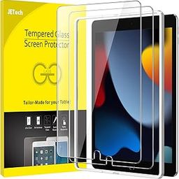 JETech Screen Protector for iPad (10.2-Inch, 2021/2020/2019 Model, 9/8/7 Generation) with Easy Installation Frame, Tempered Glass Film, HD Clear, 2-Pack-image-4