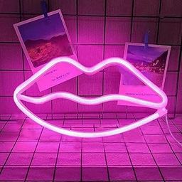 Sifty collection Pink Lips Neon Sign – 6x12 Inch LED Wall Light for Bedroom, Beauty Room, Salon, or Bar – Aesthetic Neon Lip Decor with Adapter – Fun Gift for Girls, Teens, and Makeup Lovers-image-65