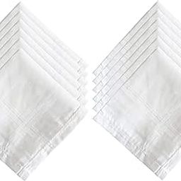 Kuber Industries 100% Cotton Premium Collection Handkerchiefs Hanky for Men, Set of 12 (White)-image-35