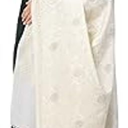 Women's White Embroidered Wool Shawl with Stonework-27