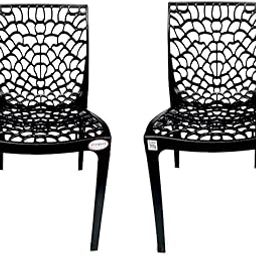 EVEREST MOLDED FURNITURE Web Series Cafe/Restaurant/Garden/Home Outdoor Plastic Chair - (Set of 2 Pieces) (Black)-17