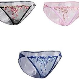 LICHTS®3Pcs Womens Lace Mesh Flower Embroidered Underwear Low Rise Briefs Lingerie |Clothing, Shoes & Accessories | Womens Clothing |Sleep | Panties-image-25